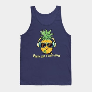 Pineapple Surfing on Vinyl Record T-Shirt Design for Music and Summer Lovers Tank Top